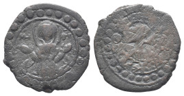 Anonymous, temp. Alexius I, c. 1085-1092. Æ 40 Nummi (27mm, 11.84g). Constantinople. Facing bust of Christ Pantokrator. R/ Facing half-length figure o...
