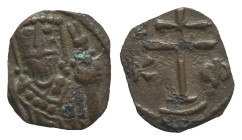 Alexius I (1081-1118). Æ Tetarteron (14mm, 1.15g). Uncertain Greek mint. Crowned bust facing, wearing loros and holding jeweled sceptre and globus cru...
