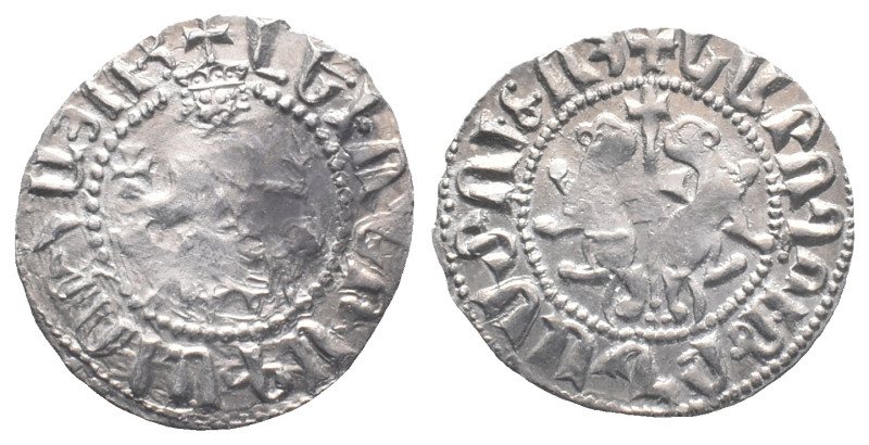 Cilician Armenia, Levon I (1198-1219). AR Tram (23mm, 2.83g). Levon seated facin...