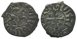 Cilician Armenia, Hetoum I (1226-1270). Æ Kardez (23mm, 4.98g). Hetoum on horseback r. R/ Cross with two stars in quarters. Cf. CCA 1365. VF