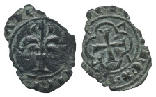 Italy, Sicily, Messina or Brindisi. Carlo I d'Angiò (1266-1282). BI Denaro (18mm, 0.38g). Palm tree. R/ Cross. Spahr 53. VF