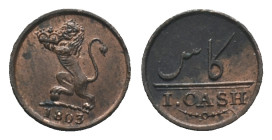 India. Madras Presidency. 1 Cash 1803 (11mm, 0.66g). Good VF