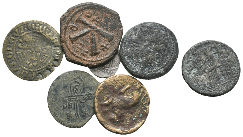 Mixed lot of 5 Roman Provincial, Byzantine and World Æ coins, to be catalog. LOT...