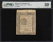 DE-86. Delaware. May 1, 1777. 18 Pence. PMG Very Fine 30.
No. 33369. A mid-grade change note that represents one of the many small denominations issu...