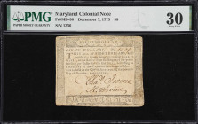 MD-90. Maryland. December 7, 1775. $8. PMG Very Fine 30.
No. 1336. Representative of the highest denomination to be issued for this particular emissi...