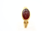 Roman Gold Ring with Serapis Intaglio, Circa 1st Century AD