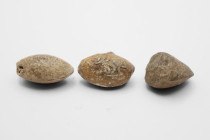 Ancient Greek Lead Slingshots with Inscription on Greek , Circa 3rd - 1st Century BC