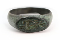 Roman Bronze Ring with Capricorn,  Circa
2nd ,3rd Century AD