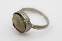 Late Medieval Silver Ring with Glass Gem, Circa
15th-16en Century AD