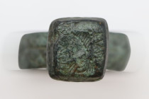 Late Roman  Bronze Ring with Bust and Inscription , Circa
3rd,4th  Century AD