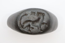 Ancient Greek Bronze Ring with Panter, Circa 2nd -1st Century BC
