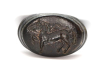 Ancient Greek Bronze Ring with a Stepping Horse, Circa 2nd -1st Century BC