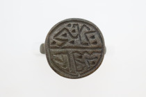 Medieval -Viking Period Bronze Ring with Symbols , Circa 10th-13en century AD