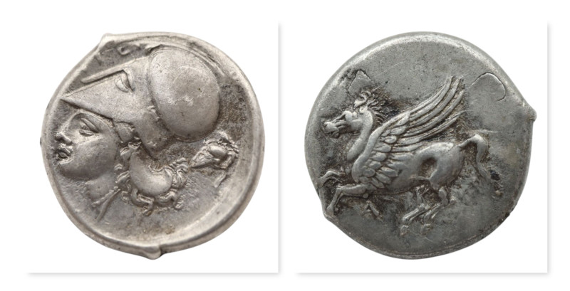 Akarnania, Argos Amphilochikon AR Stater. Circa 340-300 BC. Pegasus flying to le...
