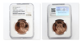 BULGARIA  2 Leva  2017, "140 Years since the Birth of Elin Pelin" NGC PF69 Ultra Cameo