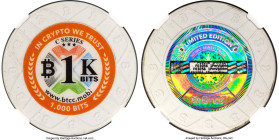BTCC clay composite Loaded (Unredeemed) "Poker Chip" 0.001 Bitcoin (BTC) 2016 MS69 NGC, Ahonen Unlisted. Firstbits 1PmVijzM. Serial F03056. Total mint...