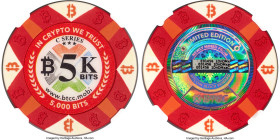 BTCC clay composite Loaded (Unredeemed) "Poker Chip" 0.005 Bitcoin (BTC) 2016 MS70 NGC, Ahonen Unlisted. Firstbits 1DnDMxaC. Serial E01456. Total mint...