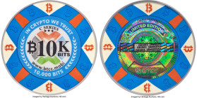 BTCC clay composite Loaded (Unredeemed) "Poker Chip" 0.01 Bitcoin (BTC) 2016 MS70 PCGS, Ahonen Unlisted. Firstbits 1Bwt4Zm5. Serial D01043. Total mint...