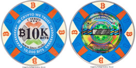 BTCC clay composite Loaded (Unredeemed) "Poker Chip" 0.01 Bitcoin (BTC) 2016 MS69 PCGS, Ahonen Unlisted. Firstbits 17yMVppk. Serial D01042. Total mint...