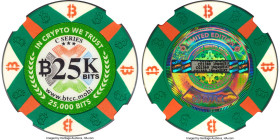 BTCC clay composite Loaded (Unredeemed) "Poker Chip" 0.025 Bitcoin (BTC) 2016 MS70 NGC, Ahonen Unlisted. Firstbits 1NpxJcEi. Serial C01369. Total mint...