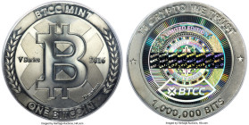 BTCC titanium Loaded (Unredeemed) 1 Bitcoin (BTC) 2016 MS69 PCGS, Ahonen-pg. 81. Total issued: 1375. Firstbits 1CRaekqk. V Series. Type PF. 43mm. A st...