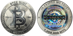 BTCC titanium Loaded (Unredeemed) 1 Bitcoin (BTC) 2016 MS67 Antiqued NGC, Ahonen-pg. 81. Total issued: 1375. Firstbits 1CMHP2Sf. V Series. Type PF. 43...
