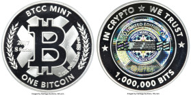 BTCC silver Proof Loaded (Unredeemed) 1 Bitcoin (BTC) 2017 PR69 Deep Cameo PCGS, Ahonen Unlisted. Total issued: 100. Firstbits 1DXpKQjn. Serial #S0009...