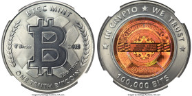 BTCC titanium Loaded (Unredeemed) 0.1 Bitcoin (BTC) 2018 MS66 Antiqued NGC, Ahonen Unlisted. Total issued: 900. Firstbits 15MSAuUM. Serial #W00006. V ...