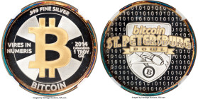 Casascius silver Unloaded (Unfunded) "St. Petersburg Bitcoin Bowl" Medal 2014 PR67 Ultra Cameo NGC, Ahonen-pg 123. Total Issued: 2000. 39mm. Crafted f...