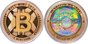 BTCC gold-plated brass Loaded (Unredeemed) "Artist's Proof" 1 Bitcoin (BTC) 2016 PR63 Deep Cameo PCGS, Ahonen-pg 81. Total issued: 100. Firstbits 1N8t...
