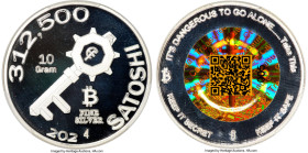Caribbean Treasures silver Proof Loaded (Unredeemed) "Boss Key" 0.00312 Bitcoin (BTC) 2024 PR69 Deep Cameo PCGS, Ahonen-Unl. Total Issued: 5. Type PF....