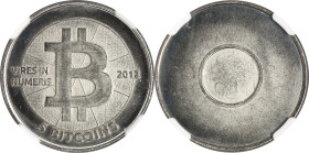 Casascius nickel-plated brass Unloaded (Unfunded) "Bitnickel" 5 Bitcoin (BTC) 2012 MS63 NGC, cf. Ahonen-pg 97 (for the loaded 5BTC). Type DIY. 28.5mm....