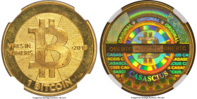 Casascius brass Loaded (Unredeemed) 1 Bitcoin (BTC) 2013 MS68 NGC, Ahonen-pg 94. Total Issued: 8,352. Series 2. Type PF. 28.5mm. Firstbits 13Ayqg3v. E...