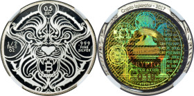 Crypto Imperator silver Proof Loaded (Unredeemed) "Lion" 0.5 Bitcoin (BTC) 2017 PR69 Ultra Cameo NGC, Ahonen Unlisted. Total Issued: 21. Serial #19. T...