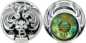 Crypto Imperator silver Proof Loaded (Unredeemed) "Phoenix" 0.01 Bitcoin (BTC) 2018 PR68 Deep Cameo PCGS, Ahonen Unlisted. Total Issued: Unknown. Seri...