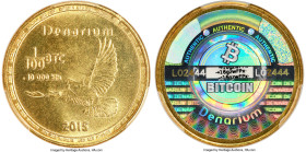 Denarium brass "Dove" 0.01 Bitcoin (BTC) 2015 MS67 PCGS, Ahonen-pg 166. Total produced: 2141. Type PF. Serial L02444. Firstbits 16gzwFPx. According to...