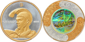 Lealana silver Loaded (Unredeemed) "King Kam - Gilt Body/Frosted" 1 Bitcoin (BTC) 2016 MS70 PCGS, Ahonen Unlisted. Maximum Issued: 30. Serial #9. Type...