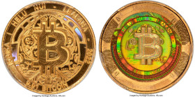 Lealana gilt-silver Proof Loaded (Unredeemed) "Bitcoin Cent" 0.01 Bitcoin (BTC) 2022 PR70 Deep Cameo PCGS, Ahonen Unlisted. Serial #58. Type UF (User-...