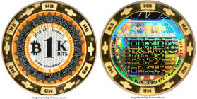 Moonbits brass Loaded (Unredeemed) "1K Bits" 0.001 Bitcoin (BTC) 2019 MS68 PCGS, Ahonen Unlisted. Series T. Serial T3193. Type: UF. Firstbits: 1HdoNnk...