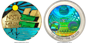 NastyFans 3-Piece Set of Certified silver Loaded (Unredeemed) "NastyMining" 0.001 Bitcoin (BTC) ND (2017) PCGS, 1) enameled silver - MS69. Firstbits 1...