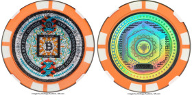 Satori plastic Loaded (Unredeemed) "Poker Chip - Orange" 0.001 Bitcoin (BTC) ND (2016) MS70 NGC, Ahonen-pg 246. Serial #037538 (post-fork). Firstbits:...