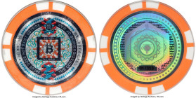 Satori plastic Loaded (Unredeemed) "Poker Chip - Orange" 0.001 Bitcoin (BTC) ND (2016) MS70 PCGS, Ahonen-pg 246. Serial #017353 (pre-fork). Type PF. 4...