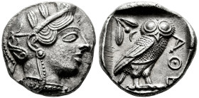 Attica. Athens. Tetradrachm. 454-404 BC. (Gc-2526). (Sng Cop-31). (Kroll-8). Anv.: Head of Athena right, wearing crested Attic helmet ornamented with ...