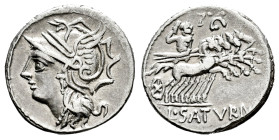 Appuleius. Lucius Appuleius Saturninus. Denarius. 104 BC. Rome. (Ffc-162). (Craw-317/3a). (Cal-226). Anv.: Head of Roma left. Rev.: Saturn in quadriga...