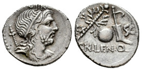 Cornelius. Cn Cornelius Lentulus Marcellinus. Denarius. 76-75 BC. Hispania. (Ffc-626). (Craw-393/1a). (Cal-486). Anv.: G. P. R. above diademed bust of...