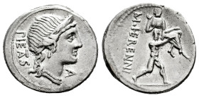 Herennius. Marcus Herennius. Denarius. 108-107 BC. South of Italy. (Ffc-743). (Craw-308/1a). (Cal-615). Anv.: Diademed head of Piety right, behind PIE...