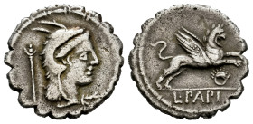 Papius. L. Papius. Denarius. 79 BC. Auxiliary mint of Rome. (Ffc-952). (Craw-384/1 (87)). (Cal-1057). Anv.: Head of Juno Sospita right, wearing goat's...