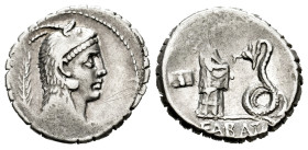 Roscius. L. Roscius. Denarius. 62 BC. Central Italy. (Ffc-1090). (Craw-412/1). (Cal-1231). Anv.: L. ROSCI. below the head of Juno Sospita right, weari...