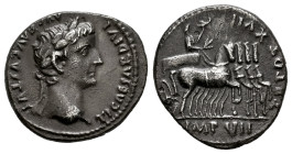 Tiberius. Denarius. 15-16 AD. Lugdunum. (Ric-4). (Bmcre-7). (Rsc-48). Anv.: TI CAESAR DIVI AVG F AVGVSTVS, laureate head right. Rev.: TR POT XVII, Tib...