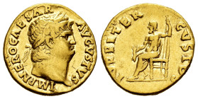 Nero. Aureus. 64-65 AD. Rome. (Ric-I 52). (Bmcre-67). (Calicó-413). Anv.: IMP NERO CAESAR AVGVSTVS, laureate head to right. Rev.: IVPPITER CVSTOS, Jup...